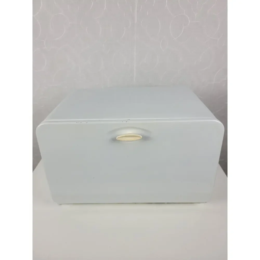 Vintage KCO Canada Bread Box White MCM Metal Retro Kitchen Storage Countertop